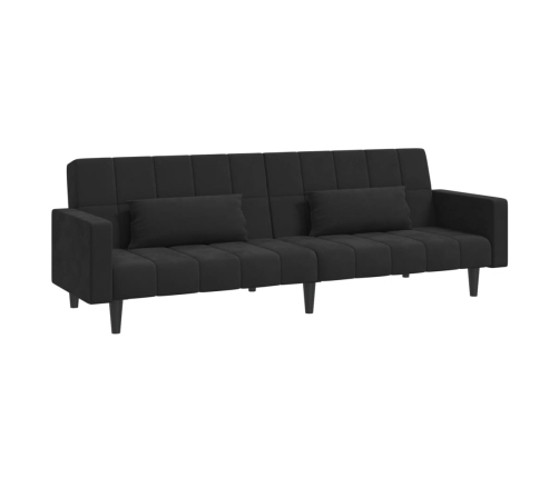 Sofá cama de 2 plazas con dos almohadas terciopelo negro