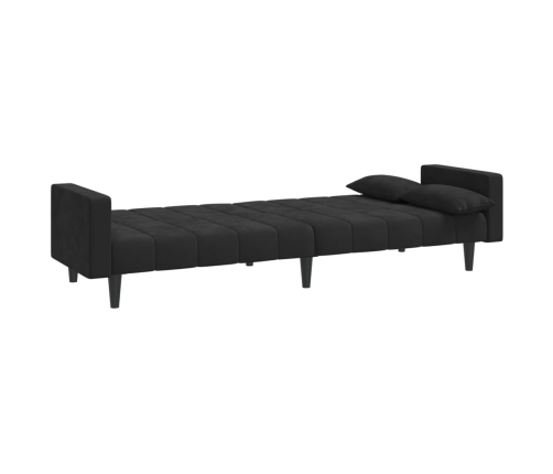 Sofá cama de 2 plazas con dos almohadas terciopelo negro