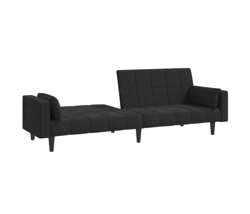 Sofá cama de 2 plazas con dos almohadas terciopelo negro