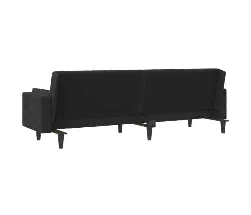 Sofá cama de 2 plazas con dos almohadas terciopelo negro