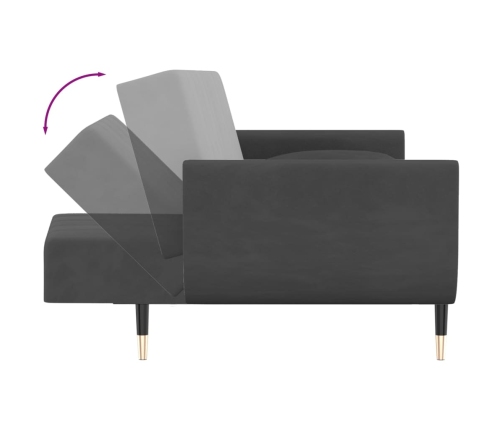 vidaXL Sofá cama de 2 plazas con dos almohadas terciopelo gris oscuro