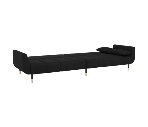 Sofá cama de 2 plazas con dos almohadas terciopelo negro