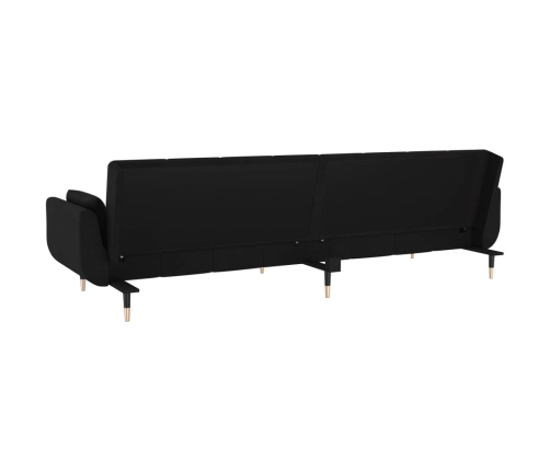 Sofá cama de 2 plazas con dos almohadas terciopelo negro