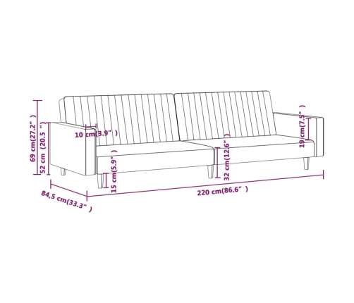 vidaXL Sofá cama de 2 plazas terciopelo gris oscuro