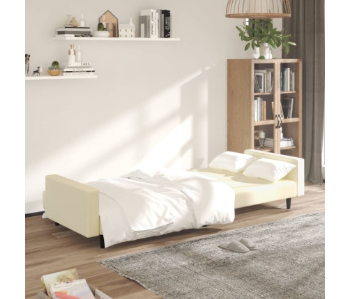 vidaXL Sofá cama de 2 plazas cuero sintético crema