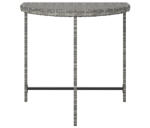 Mesa de jardín ratán sintético gris 80x50x75 cm