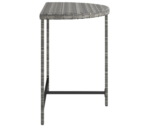 Mesa de jardín ratán sintético gris 80x50x75 cm