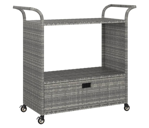 Carrito de bar con cajón ratán sintético gris 100x45x97 cm