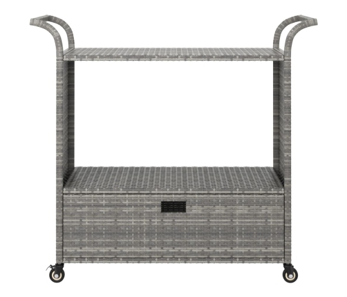 Carrito de bar con cajón ratán sintético gris 100x45x97 cm