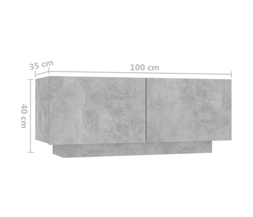 Mesita de noche madera de ingeniería gris hormigón 100x35x40 cm