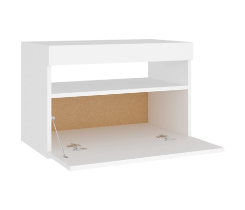 Mesita de noche luces LED 2 uds contrachapada blanco 60x35x40cm