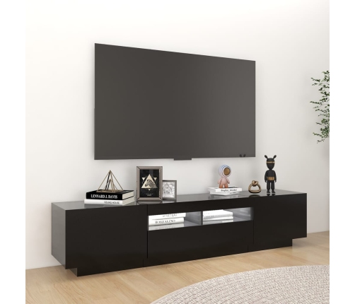 vidaXL Mueble para TV con luces LED negro 180x35x40 cm