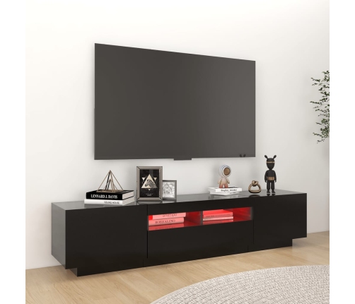 vidaXL Mueble para TV con luces LED negro 180x35x40 cm