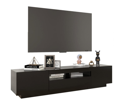 vidaXL Mueble para TV con luces LED negro 180x35x40 cm