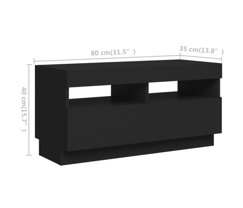 vidaXL Mueble para TV con luces LED negro 180x35x40 cm