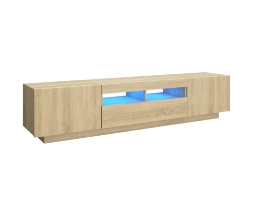 Armario TV con luces LED color roble Sonoma 180x35x40 cm