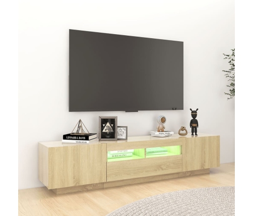 Armario TV con luces LED color roble Sonoma 180x35x40 cm