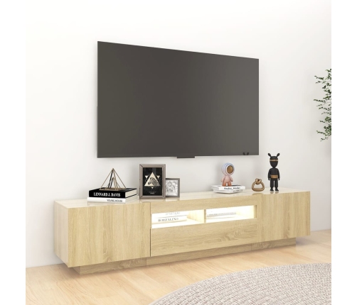 Armario TV con luces LED color roble Sonoma 180x35x40 cm