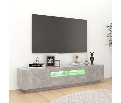 Mueble para TV con luces LED gris hormigón 180x35x40 cm