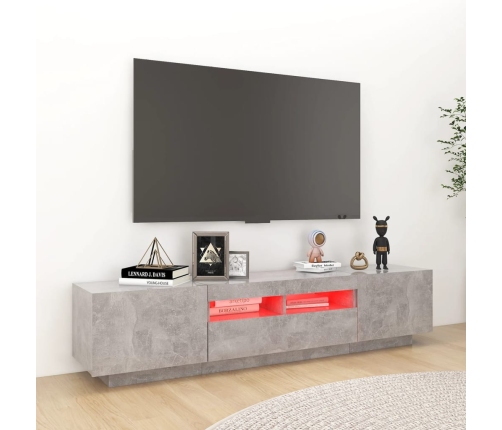 Mueble para TV con luces LED gris hormigón 180x35x40 cm