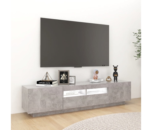 Mueble para TV con luces LED gris hormigón 180x35x40 cm