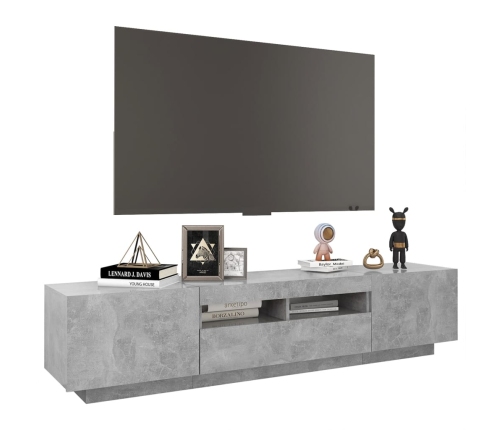 Mueble para TV con luces LED gris hormigón 180x35x40 cm