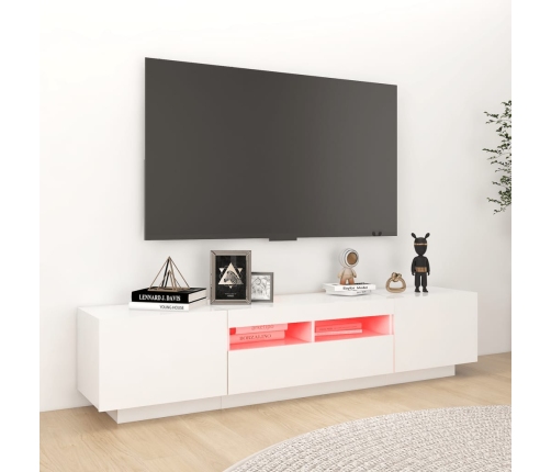 Mueble para TV con luces LED blanco brillante 180x35x40 cm