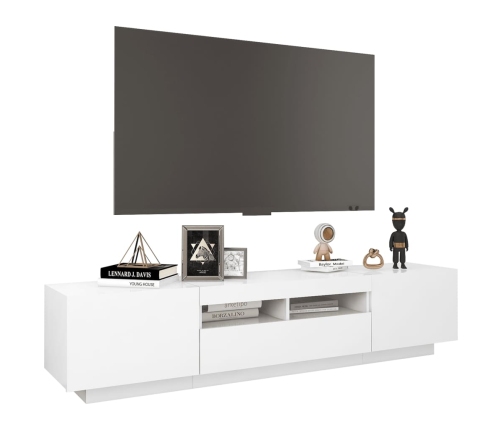 Mueble para TV con luces LED blanco brillante 180x35x40 cm