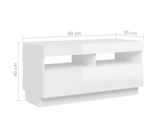 Mueble para TV con luces LED blanco brillante 180x35x40 cm