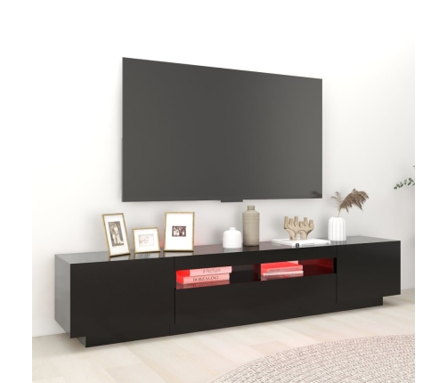 Mueble para TV con luces LED negro 200x35x40 cm