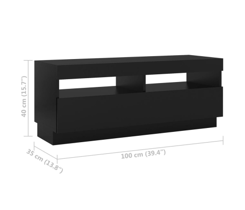 Mueble para TV con luces LED negro 200x35x40 cm