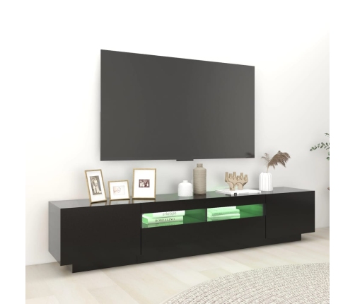 Mueble para TV con luces LED negro 200x35x40 cm