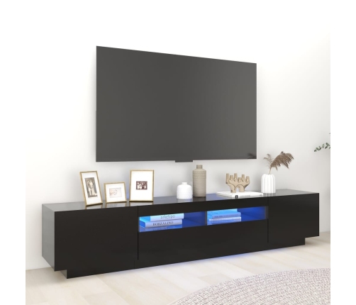 Mueble para TV con luces LED negro 200x35x40 cm