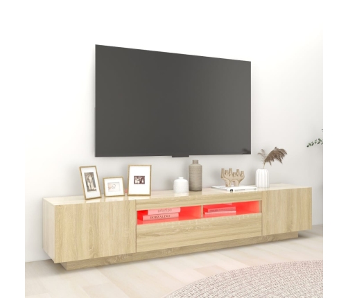 Armario TV con luces LED color roble Sonoma 200x35x40 cm