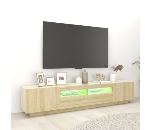 Armario TV con luces LED color roble Sonoma 200x35x40 cm