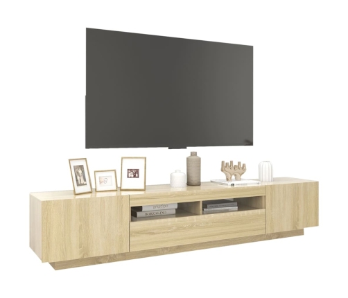 Armario TV con luces LED color roble Sonoma 200x35x40 cm