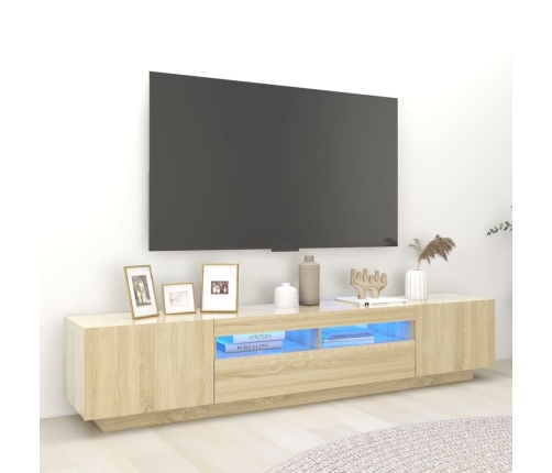 Armario TV con luces LED color roble Sonoma 200x35x40 cm