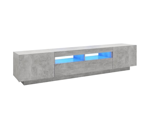 Mueble para TV con luces LED gris hormigón 200x35x40 cm