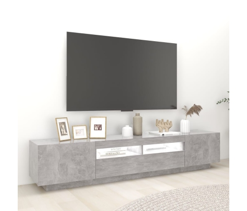 Mueble para TV con luces LED gris hormigón 200x35x40 cm