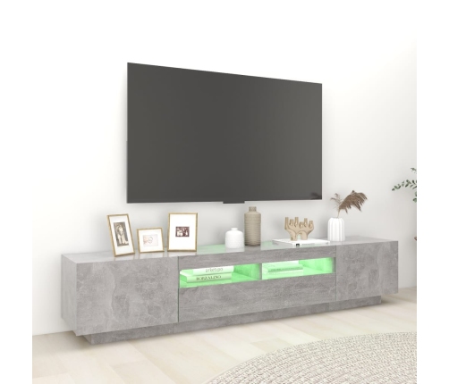 Mueble para TV con luces LED gris hormigón 200x35x40 cm