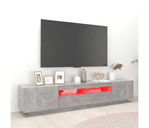 Mueble para TV con luces LED gris hormigón 200x35x40 cm