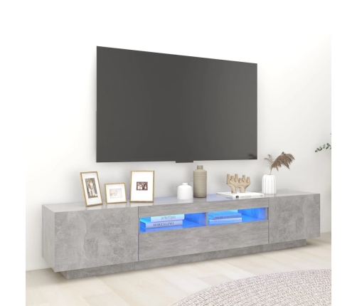 Mueble para TV con luces LED gris hormigón 200x35x40 cm