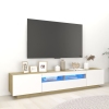 Armario TV con luces LED blanco y roble Sonoma 200x35x40 cm