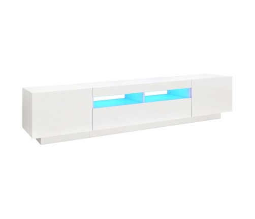 vidaXL Mueble para TV con luces LED blanco brillante 200x35x40 cm