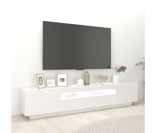 vidaXL Mueble para TV con luces LED blanco brillante 200x35x40 cm