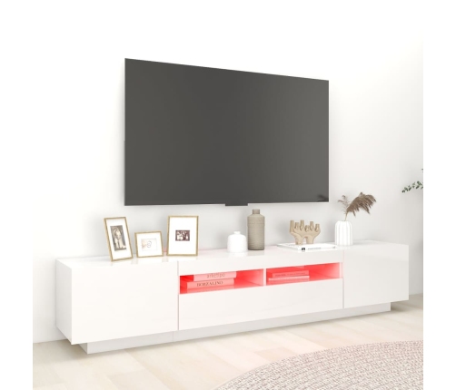 vidaXL Mueble para TV con luces LED blanco brillante 200x35x40 cm