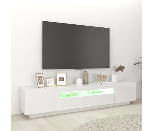 vidaXL Mueble para TV con luces LED blanco brillante 200x35x40 cm