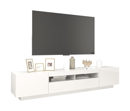 vidaXL Mueble para TV con luces LED blanco brillante 200x35x40 cm