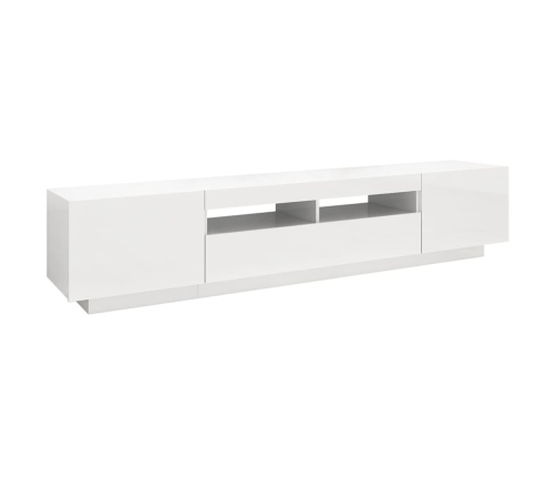 vidaXL Mueble para TV con luces LED blanco brillante 200x35x40 cm