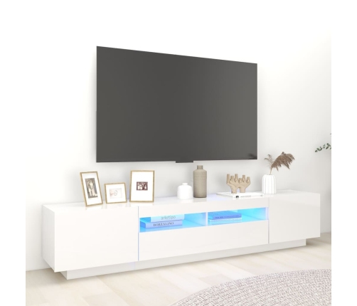 vidaXL Mueble para TV con luces LED blanco brillante 200x35x40 cm